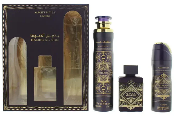 Badee Al Oud Amethyst | 3 Piece Gift Set Collection by Lattafa